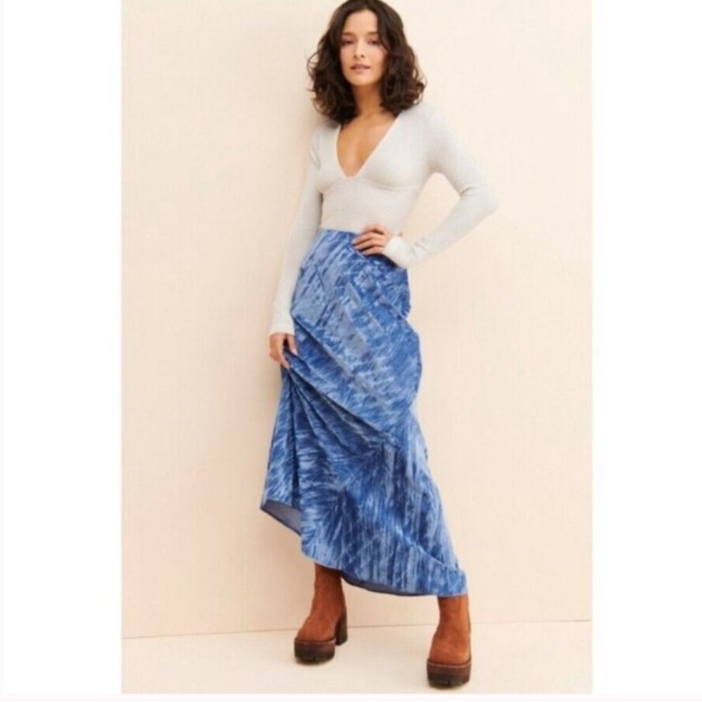 Free People Blue Velvet Noa Maxi Skirt size small